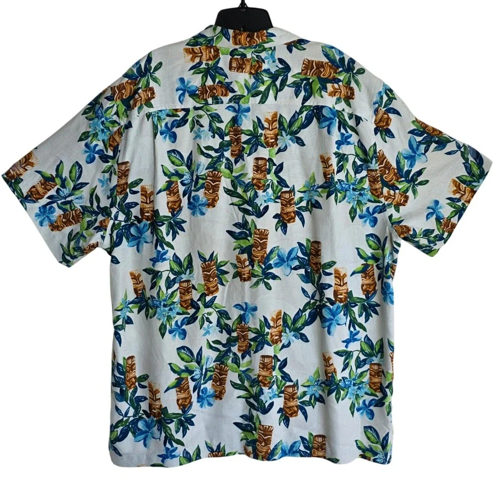 Tommy Tommy Bahama Men's Tiki Tumble Silk Camp Shirt Size XL Cream Multicolor